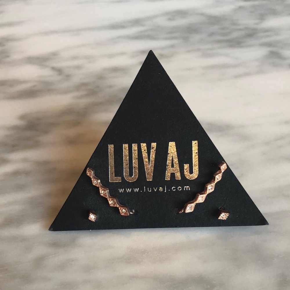 Rose gold earring stud and climber set